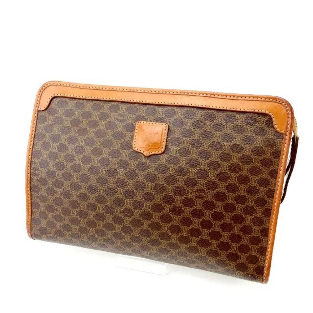 Celine Clutch bag Macadam Brown Woman Authentic Used